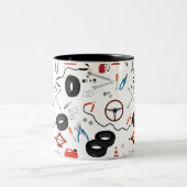 車の整備士車のツール ツートーンマグカップ (中央)