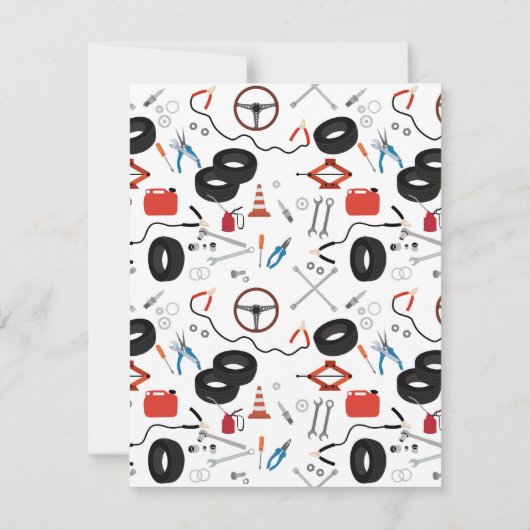 車の整備士車のツール ノートカード (裏面)