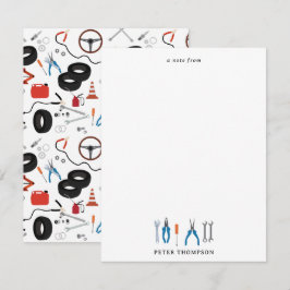 車の整備士車のツール ノートカード