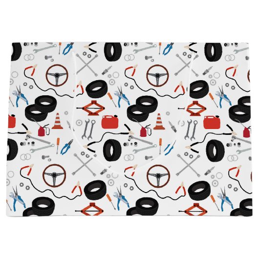 車の整備士車のツール ラージペーパーバッグ (正面)