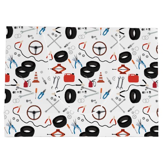 車の整備士車のツール ラージペーパーバッグ (裏面)