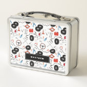 車の整備士車のツールBoy Kids メタルランチボックス (裏面)