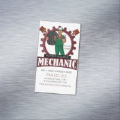 車の整備士車修理エンジン保守 マグネット名刺 (インサイチュ)