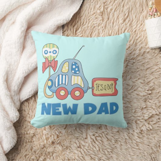 車の新しいパパそれは男の子の贈り物 クッション (ブランケット)