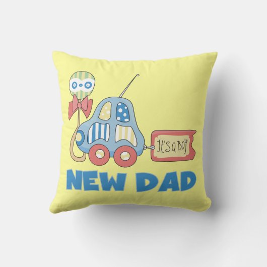 車の新しいパパそれは男の子の贈り物 クッション (裏面)