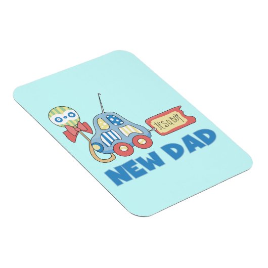 車の新しいパパそれは男の子の贈り物 マグネット (右側)