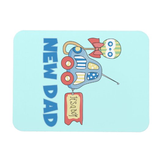 車の新しいパパそれは男の子の贈り物 マグネット (横)