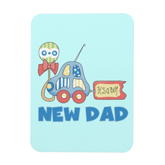 車の新しいパパそれは男の子の贈り物 マグネット (縦)