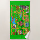 車の旧市街道路 ビーチタオル (正面)