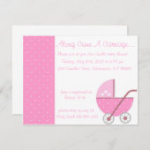 車の来ピンクのベビーシャワー招待状 招待状 (正面/裏面)