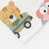 車の柄のかわいい動物 フリースブランケット (角)