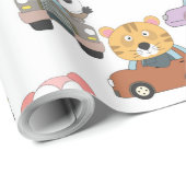 車の柄のかわいい動物 ラッピングペーパー (ロールコーナー)