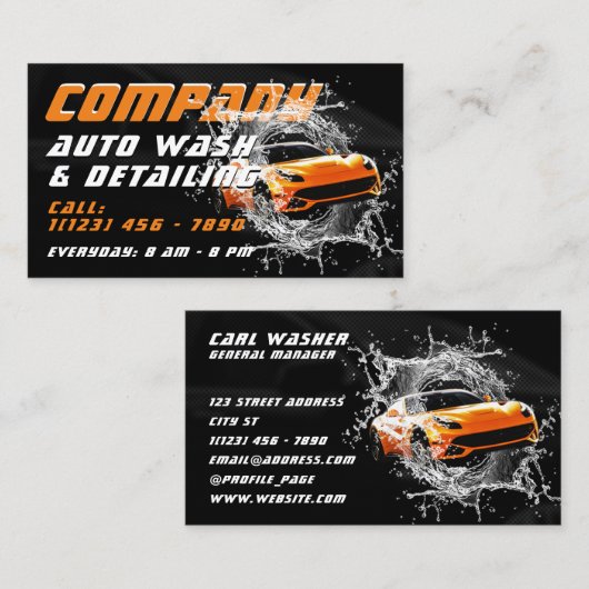 車の水しぶきモダン音 名刺 (正面/裏面)