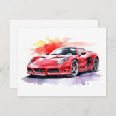 車の水色 ノートカード (正面/裏面)