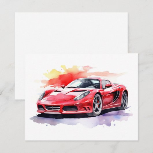 車の水色 ノートカード (正面/裏面)