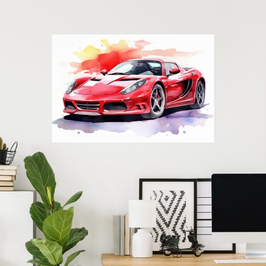 車の水色 ポスター (ホームオフィス)