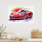 車の水色 ポスター (キッチン)