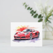 車の水色 ポストカード (スタンド正面)