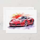 車の水色 ポストカード (正面/裏面)