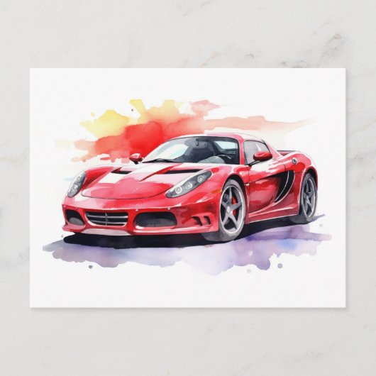 車の水色 ポストカード (正面)