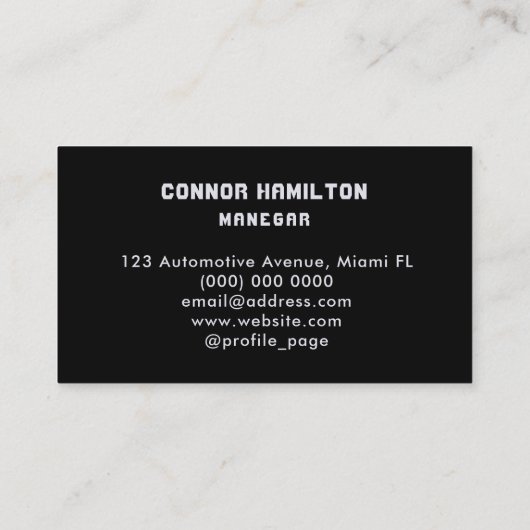 車の洗車と自動詳細ブラックモダン 名刺 (裏面)