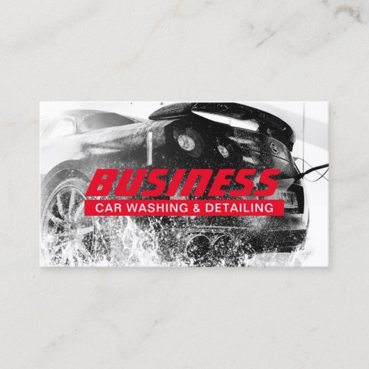 車の洗車と自動詳細赤モダン色 名刺 (正面)