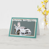 車の漫画のsubaruのバースデー・カード カード (黄色い花)