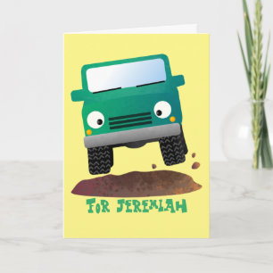 車の漫画車のかわいい4X4 カード
