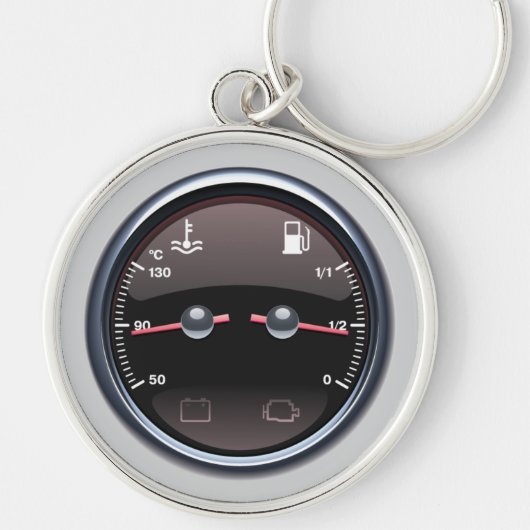 車の燃料温度のメートルKeychain キーホルダー (正面)