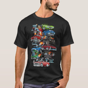 車の狂い!マッスルカークラシック、自動車と改造 Tシャツ