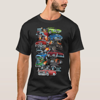 車の狂気の筋肉の車クラシックとホットロッド Tシャツ