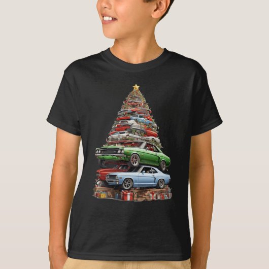 車の狂気クリスマスツリークラシックマッスルカーと Tシャツ (正面)