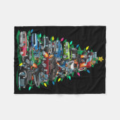 車の狂気クリスマスツリー！筋肉の車と改造 フリースブランケット (正面(横))