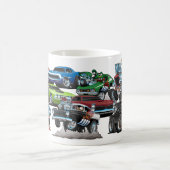 車の狂気!マッスルカーとホットロッドの漫画 コーヒーマグカップ (中央)