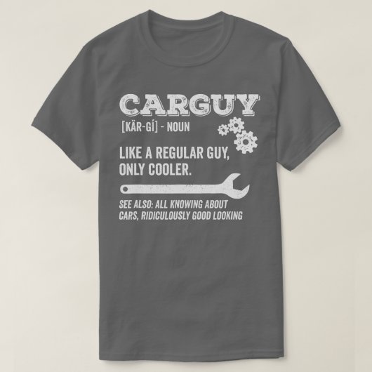 車の男おもしろい定義の父の日の暗い Tシャツ (デザイン正面)