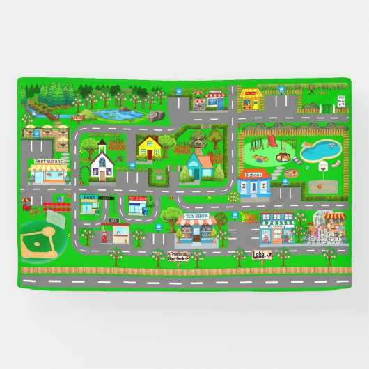 車の町の道路2 1/2' x 4' 横断幕 (横)