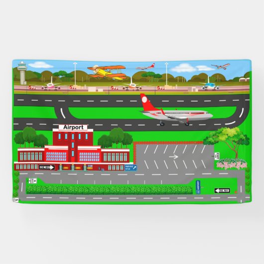 車の空港道路3' x 5' 横断幕 (横)