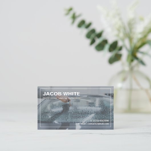 車の窓の濃淡 名刺 (スタンド正面)