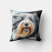 車の窓の髭のあるコリー クッション (裏面)