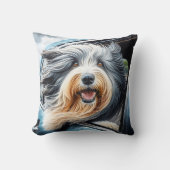 車の窓の髭のあるコリー クッション (正面)