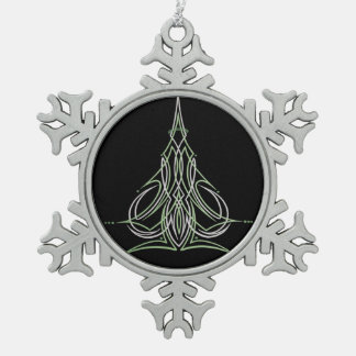 車の細い縦縞のPinstripingのカスタムな芸術を改造しました スノーフレークピューターオーナメント