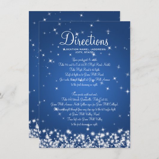 車の経路案内の冬の輝きの青の結婚 エンクロージャーカード (正面/裏面)