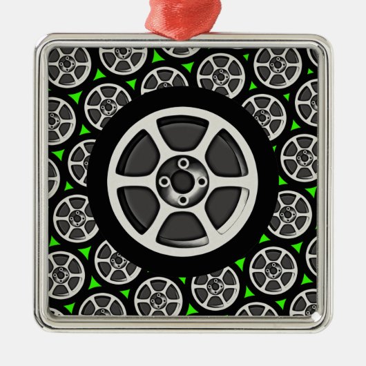 車の縁及びタイヤ メタルオーナメント (正面)