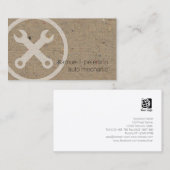 車の自動整備士レンチアイコン自然な紙のテクスチャ 名刺 (正面/裏面)