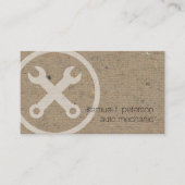 車の自動整備士レンチアイコン自然な紙のテクスチャ 名刺 (正面)