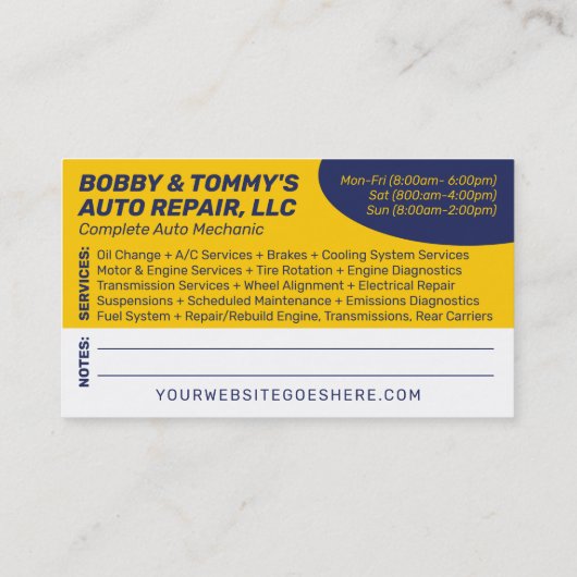 車の自動車修理整備士 名刺 (裏面)