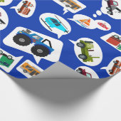 車の話! 牽引バスジープのモンスタートラックの男の子の火をもてあそんで下さい ラッピングペーパー (角)