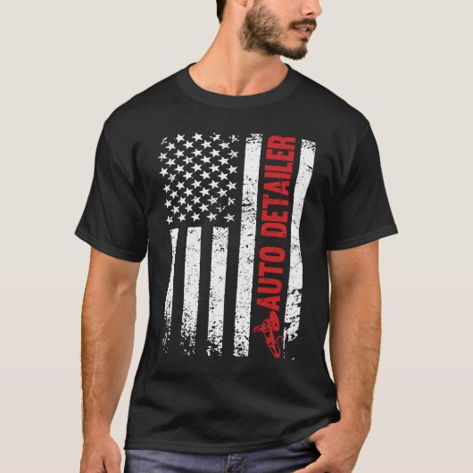 車の詳細米国の国旗の自動車の最終末 Tシャツ (正面)
