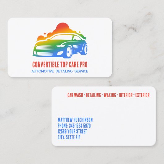 車の詳細 カラフル 名刺 (正面/裏面)