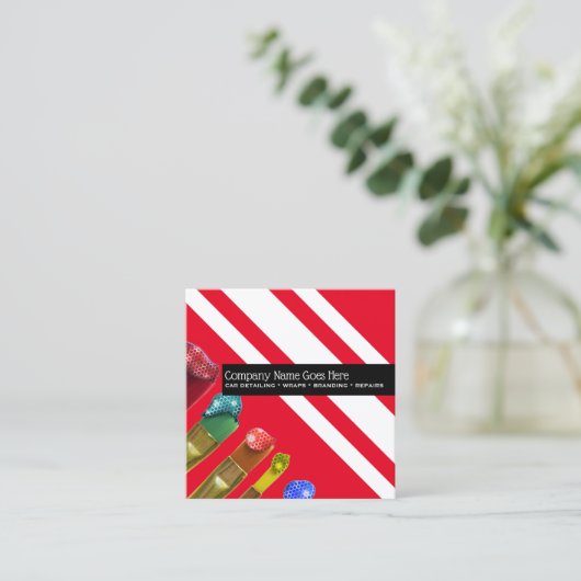 車の詳述に覆いの吹き付け塗装の決め付けること スクエア名刺 (スタンド正面)